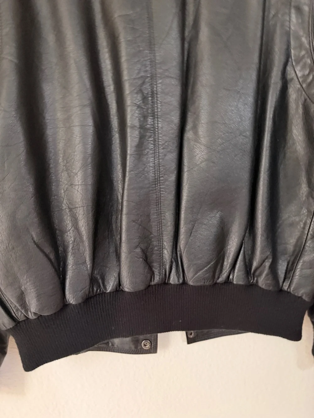 Members Only Black Leather Flight-Style Bomber Jacket‎ Classic Retro Biker M 42